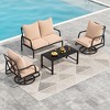 Maggift Patio Seating Set 4-Piece with Swivel Rocking Chair, Side Table and Thick Cushion for Deck, Backyard and Garden, Beige, 23.2" * 26.8" * 34.2" - 3 of 4