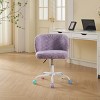 Office Chair Faux Fur Upholstered Adjustable Swivel Seat for Home Office or Vanity-3irtyhousy - 3 of 4