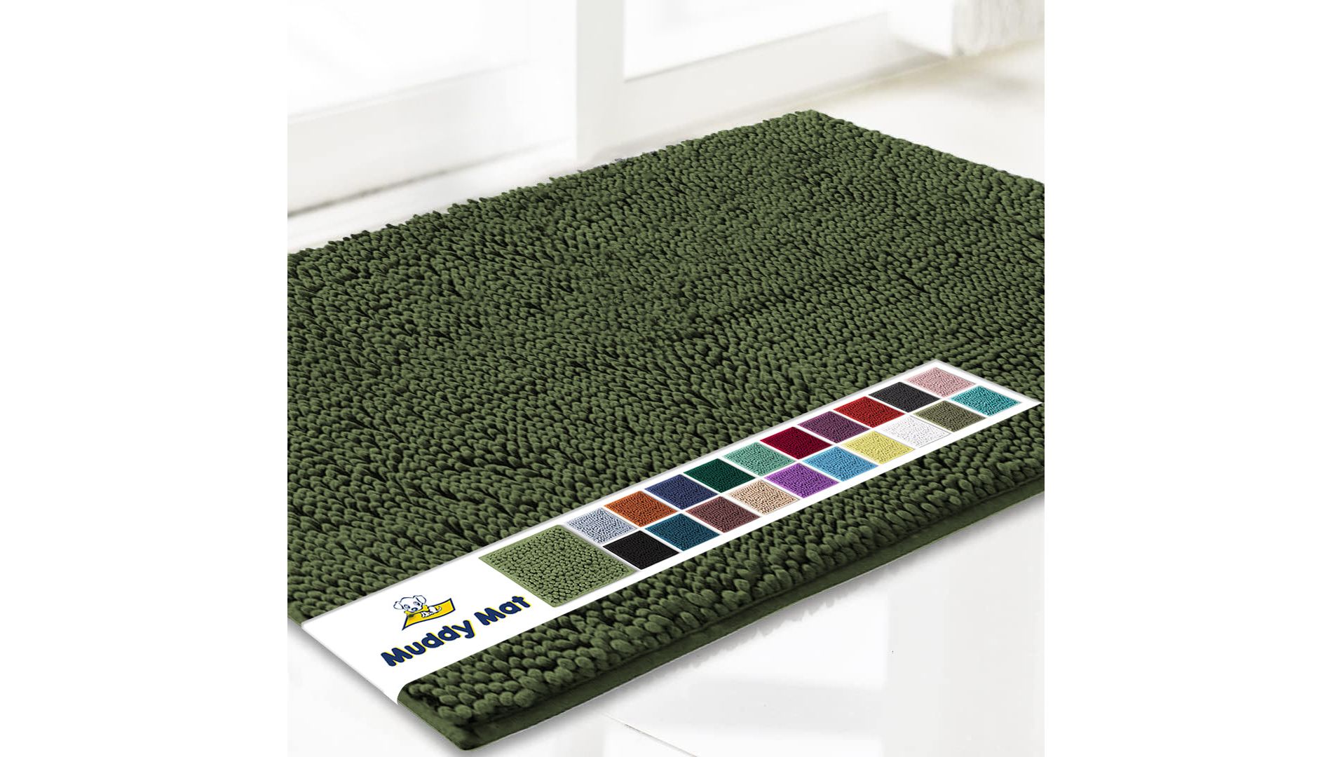 Muddy Mat Highly Absorbent  Soft Chenille Door Mat and Pet Rug Non Slip Thick Washable Area and Bath Mat for Indoor and Outdoor