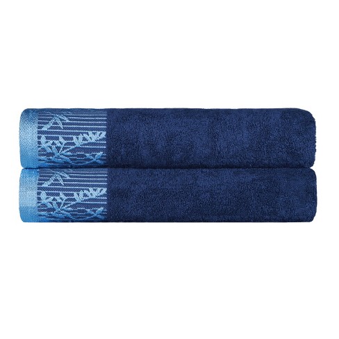 100% Cotton Medium Weight Floral Border Hand Towels (set Of 4), White-white  - Blue Nile Mills : Target