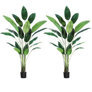 Whizmax Artificial Bird of Paradise Plant 7FT/6FT Fake Palm Tree, for Decor Faux Plants for Home Office with 20/17 Trunks Faux Leaves - 1 of 4