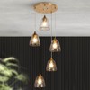 LNC Dolohovstrout 5-Lights 13.8" Modern Cluster Mini Chandelier, Polished Gold with Textured Glass Shades - 2 of 4