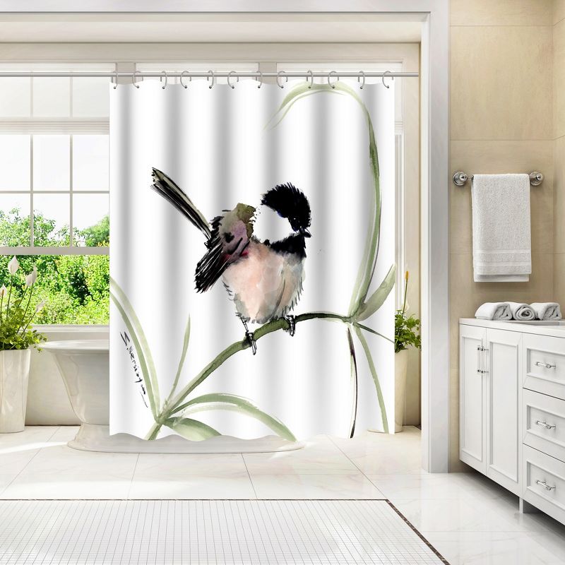 Americanflat 71" x 74" Shower Curtain, Little Bird Chickadee by Suren Nersisyan, 4 of 9
