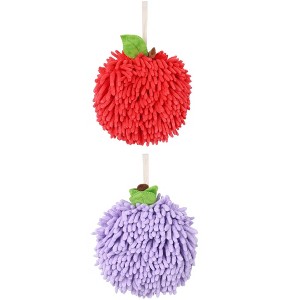 REGALWOVEN 2 Pack Soft Absorbent Chenille Fuzzy Ball Hand Towels for Bathroom Home Decor 6" x 6" - 1 of 4