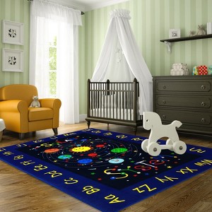 TROPOW Kids Rug Educational Learning Carpet Large Kidsroom Rug Non-Slip Ultra-Soft Galaxy Planets Stars Rug Solar System Area Rug for Bedroom - 1 of 4