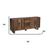 HomeRoots 83" Dark Brown Distressed Reclaimed Wood Three Drawer Sideboard with Four Doors - 3 of 4