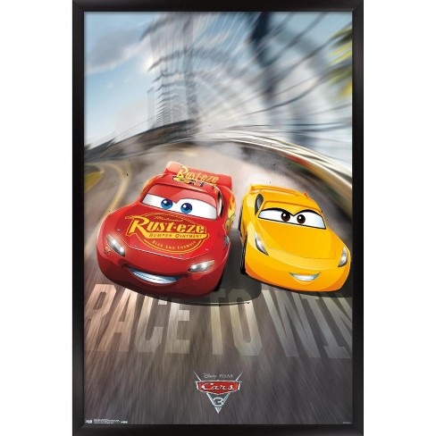 Trends International Disney Pixar Cars 3 Race To Win Framed Wall Poster Prints Black Framed Version 14 725 X 22 375 Target