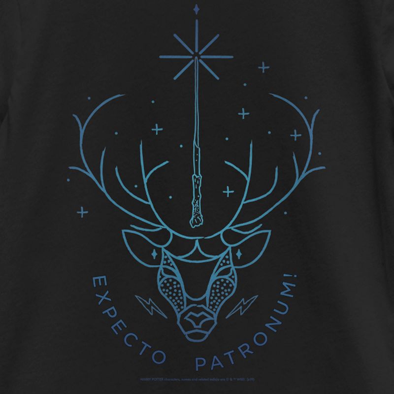 Girl's Harry Potter Stag Patronus Line Art T-Shirt, 2 of 5