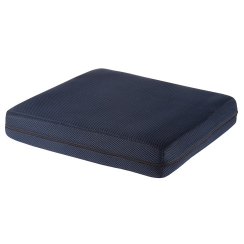Seat Cushion-3 Thick Foam Pad with Handle, Machine Washable Cover-Comfort  and Support in Wheelchair, Car, Desk by Fleming Supply (Navy Blue)