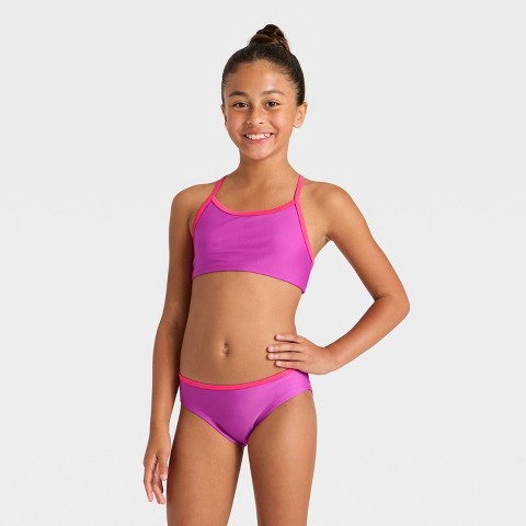 Cat & Jack Girls' Colorblock Two Piece Swimwear Set - Cat & Jack™ Purple S