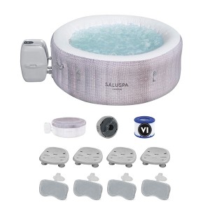 Bestway SaluSpa Cancun AirJet Inflatable Hot Tub with Set of 4 SaluSpa Underwater Non Slip Pool and Spa Seat & Set of 4 Headrest Pillow - 1 of 4