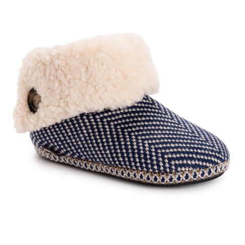 Muk Luks Womens Melinda Slippers, Herringbone Blue, S (5-6) : Target