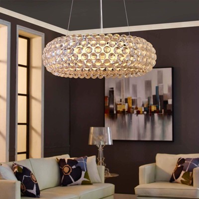 Halo 25" Chrome Pendant Chandelier with Acrylic Bubbles