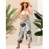 Allegra K Women's Tropical Floral Casual Elastic Waist Wide Leg Palazzo Pants - 3 of 4