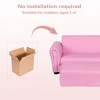 Pink Kids 2 Seat Sofa with Footrest,33.07 * 17 * 16 PU Loveseat,Sturdy Wood Construction Armrest Chair Lounge for Toddlers - 4 of 4
