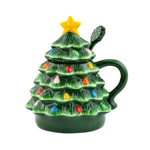 Mr. Christmas 16oz Lidded Nostalgic Christmas Tree Mug with Spoon - 1 of 4