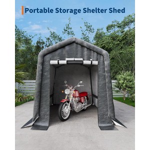 6x8 ft Outdoor Portable Storage Shed with Roll-Up Door & Vent,Heavy-Duty Waterproof PE Tarp,UV-Resistant Shelter for Motorcycle,Firewood,Garden Tools - 1 of 4