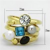 Slickblue Gold Ion-Plated Stainless Steel Ring with Multicolor Pearls, Women's Fashion Ring, Size 5-7 - 2 of 4