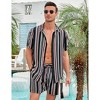 Men's 2 Piece Sets Summer Beach Striped Outfits Casual Short Sleeve T-Shirt and Shorts - 3 of 4