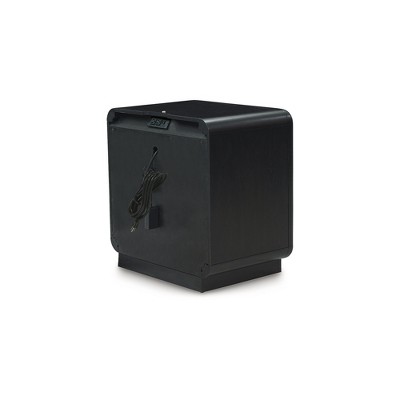 Black Modern Nightstand with LED Light and USB Ports