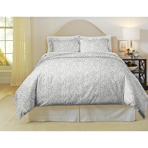 Pointehaven 180 GSM 100% Soft Cotton Super Heavy Weight Flannel Printed Oversized Duvet Set - 1 of 4