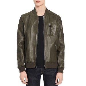 Calvin Klein Mens Genuine Leather Bomber Jacket - 1 of 1