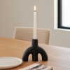 Decorative Double Arched Taper Candle Holder - Unique Volcano Texture Candlestick Holder for Dining Room Table Centerpieces - Black - 3 of 4