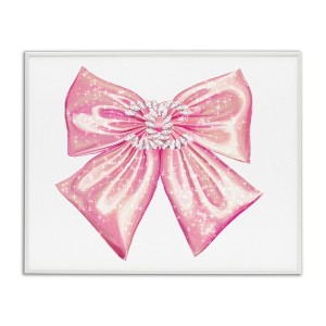 Stupell Industries Glam Diamond Glimmer Pink Fashion Design Bow Black Framed Giclee Art - 1 of 4