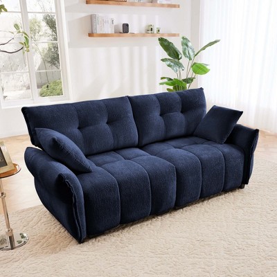 DOMETOUR Premium Two-Seater Sofa, Ergonomic Design, High-Resilience Foam, Modern Chenille Fabric, for Living Room/Office, Blue