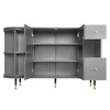 Modern Buffet Sideboard Cabinet, Rotating Storage Cabinet with 2 Drawers, Wooden Coffee Bar Table for Kitchen Living Room Entryway Gray - 3 of 4