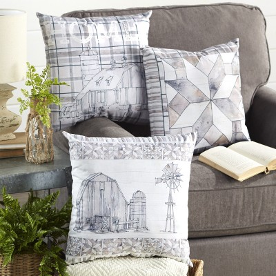 Lakeside Rustic Farmhouse Throw Pillows - Rustic Americana Decorative Pillows - Set of 3