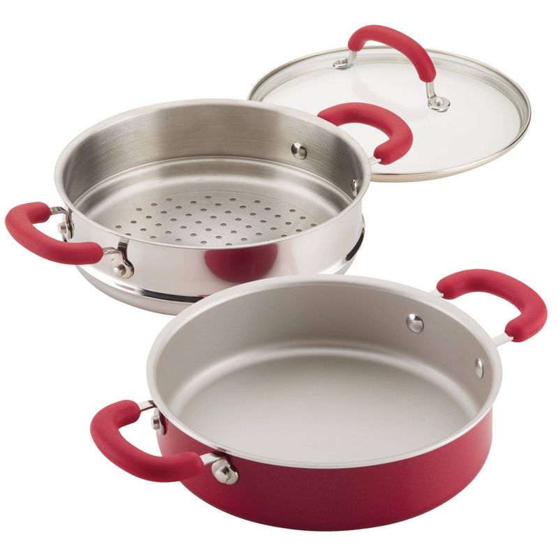 Rachael Ray Create Delicious 3qt Covered Sauteuse & Steamer Red, 3 of 7