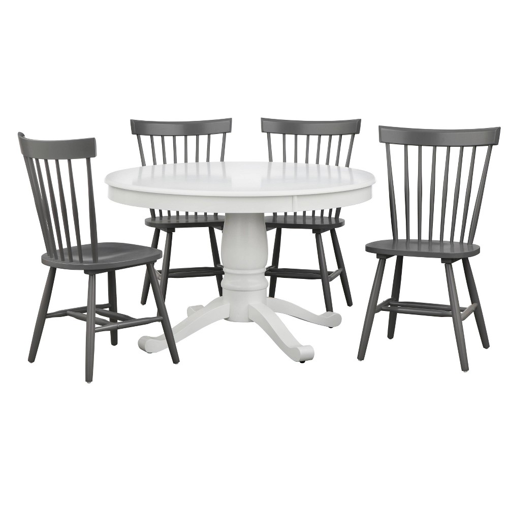 Photos - Dining Table 5Pc Kale Pedestal Dining Set White/Charcoal Gray - Buylateral