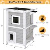 Costway 2-Tier Wooden Cat House Outdoor Kitty Shelter w/ Escape Door Rainproof - 2 of 4