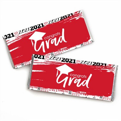 Big Dot of Happiness Red Grad - Best is Yet to Come - Candy Bar Wrapper Red 2021 Graduation Party Favors - Set of 24