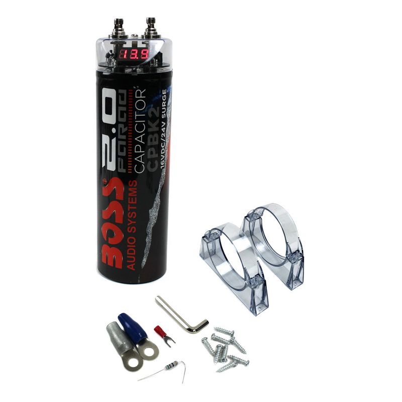 Boss CPBK2 2 Farad 20 Volt Digital Car Audio Power Capacitor and AVA1210 7-Band Stereo Equalizer Preamp Amplifier, 2 of 7