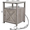 Nightstand Set of 2 with Charging Station, Rustic End Table Side Table with USB Ports, Rustic Grey - 2 of 4