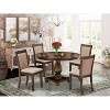 HomeStock 5-Piece Distressed Jacobean Finish Solid Wood Top Dining Table with 4 Upholstered Chairs - 2 of 4