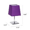 Creekwood Home Compact Chic Modern Square Chrome Table Lamp Purple Shade - 3 of 4