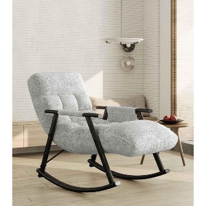 CAVINAS Velvet Glider Rocking Chair with Adjustable High Backres and Footrest,Upholstered Rocking Chairs,Nursery Accent Chair for Bedroom - 1 of 4