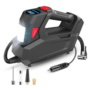 iMountek"Portable Tire Inflator 120 PSI, 90W Air Compressor with Digital Display, LED Light & Nozzles"Black - 1 of 4