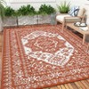 Waterproof Outdoor Rug Reversible Plastic Straw Mat, Vintage Medallion Patio Carpet for RV, Deck, Beach, Camping - 3 of 4