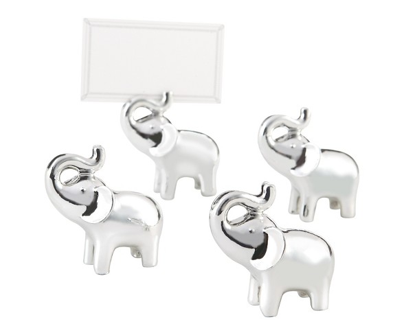 12ct Kate Aspen "Lucky in Love" Silver-Finish Lucky Elephant Place Card/Photo Holder