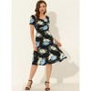 Allegra K Women's Floral Sweetheart Neck Smock Ruffle Print A-Line Dress - 2 of 4