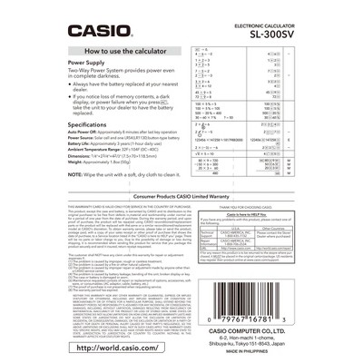 Casio Sl-300sv Basic Calculator : Target