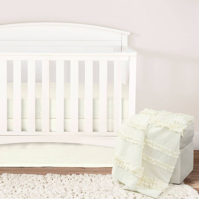Lush D&#233;cor Crib Bedding Set Belle Embellished Soft Baby/Toddler - Ivory - 3pc, 1 of 8