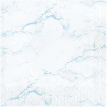 48ct Marble Disposable Napkins Blue