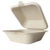 Green Paper Products 6" x 6" Compostable Clamshell Natural Plant Fiber - Case of 400 - 2 of 3