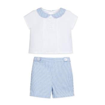 Hope & Henry Layette Baby Boy Peter Pan Shirt and Short 2-Piece Set, Infant