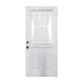 Ellis Curtain Shadow Stripe 1.5" Rod Pocket Semi Sheer Door Curtain Panel White